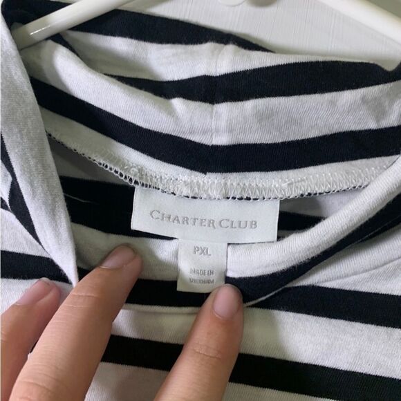 Charter Club NEW PXL White and Black‎ Blithe Mock Neck Top - Picture 5 of 6